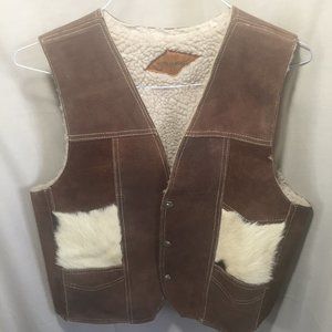 70s leather hippie vest. Mexico. 38
